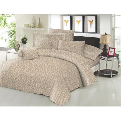 Σετ Σεντόνια ΚΟΜΒΟΣ Cotton Line Printed Fern Beige Διπλα 200x240