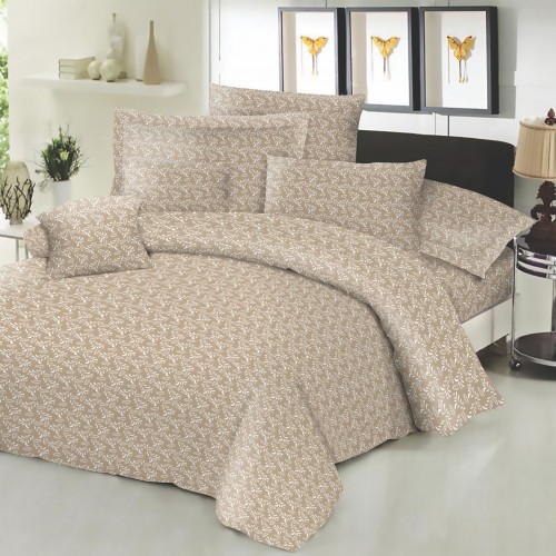 Σετ Σεντόνια ΚΟΜΒΟΣ Cotton Line Printed Fern Beige Διπλα 200x240