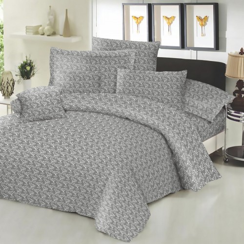 Σετ Σεντόνια ΚΟΜΒΟΣ Cotton Line Printed Fern Grey Διπλα 200x240