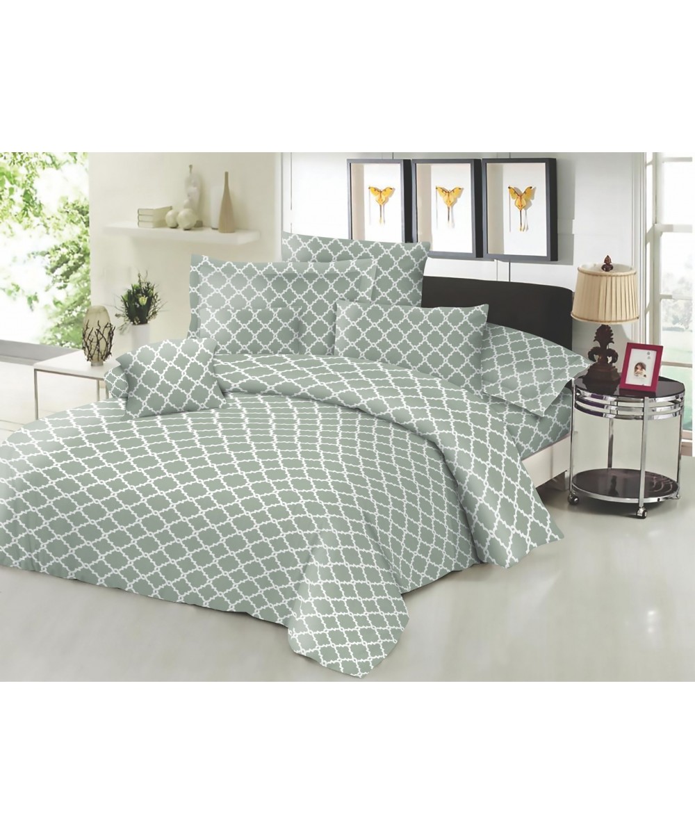 Σετ Σεντόνια ΚΟΜΒΟΣ Cotton Line Printed Montana Olive Διπλα 200x240