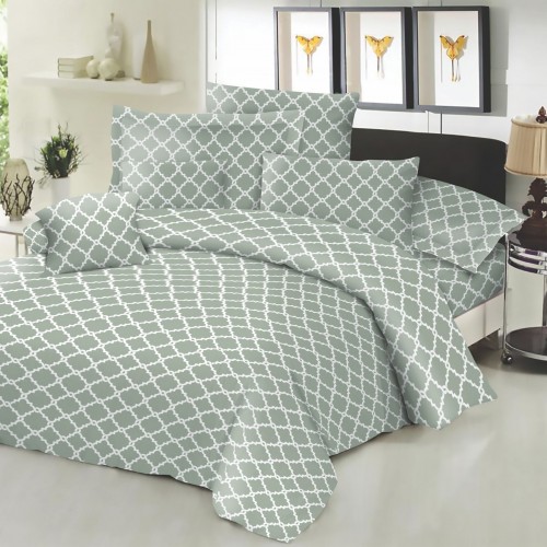 Σετ Σεντόνια ΚΟΜΒΟΣ Cotton Line Printed Montana Olive Διπλα 200x240