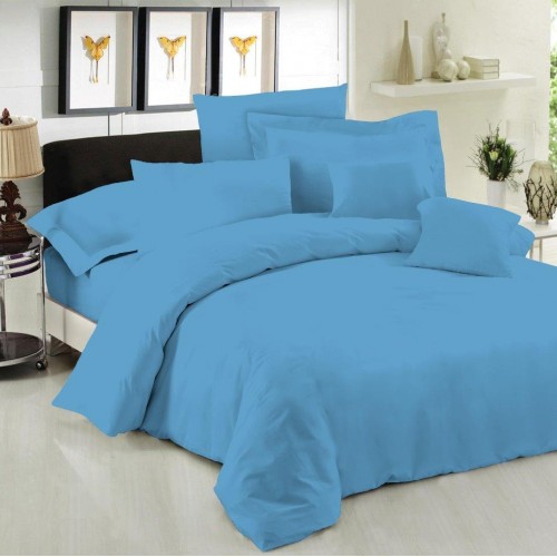 Sheet Single LeBlanc Monochrome Polycotton 50/50 TC144 Blue Single with elastic 100x200 35