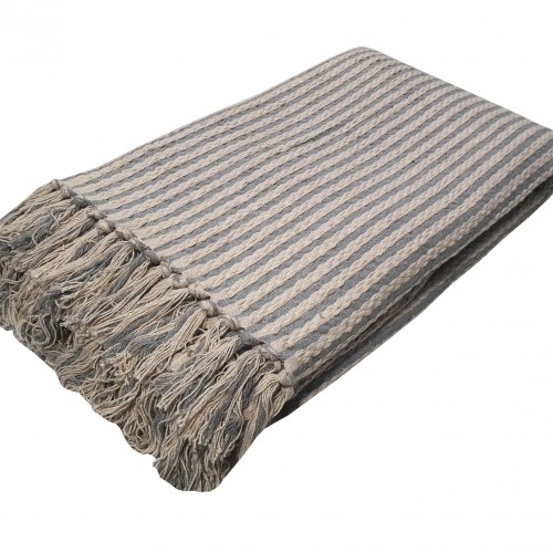 Throw Woven KOMBOS Indian Cotton 4T Natural - Light Gray 180x350