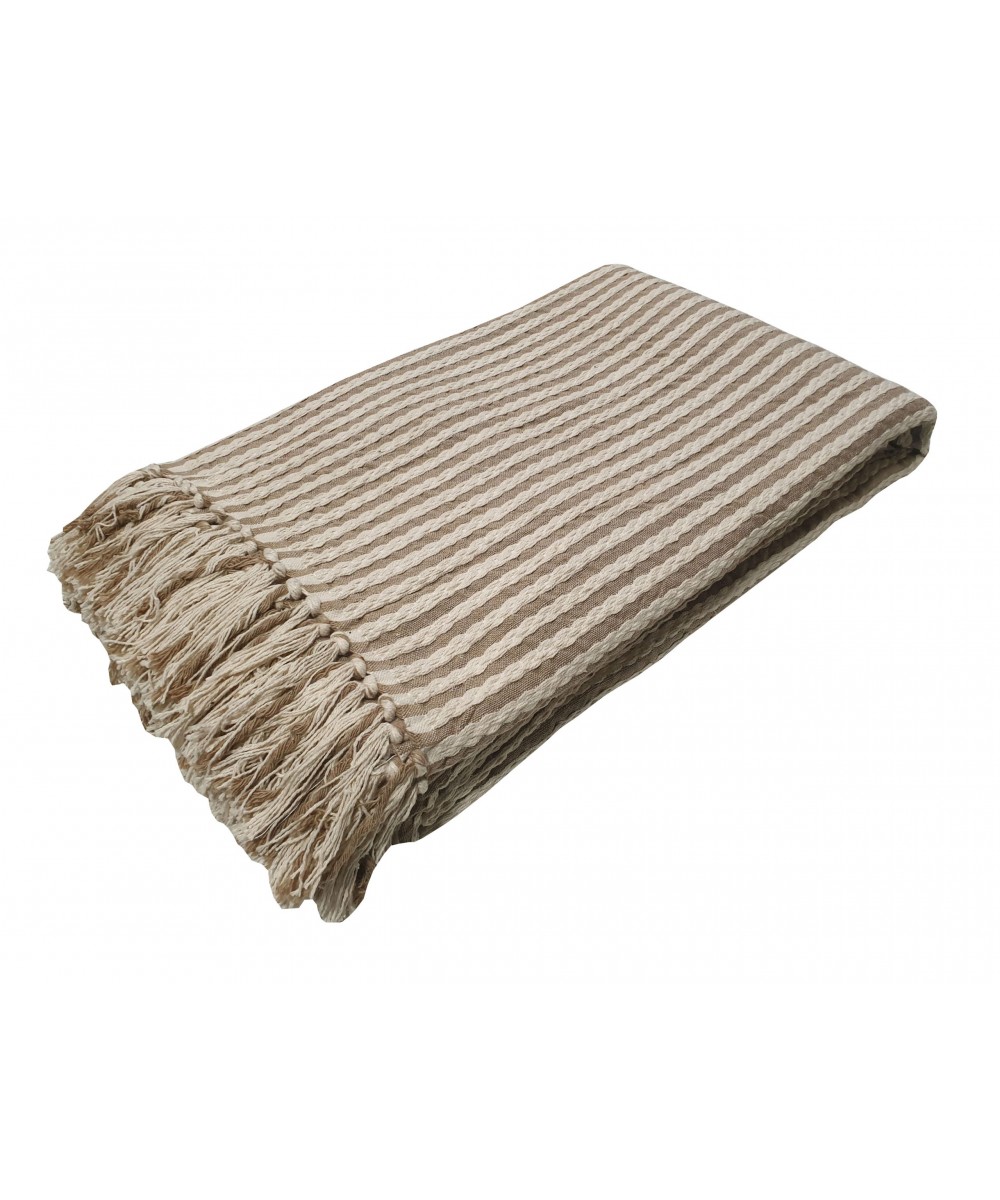 Throw Woven KOMBOS Indian Cotton 4TH Natural - Beige 180x350