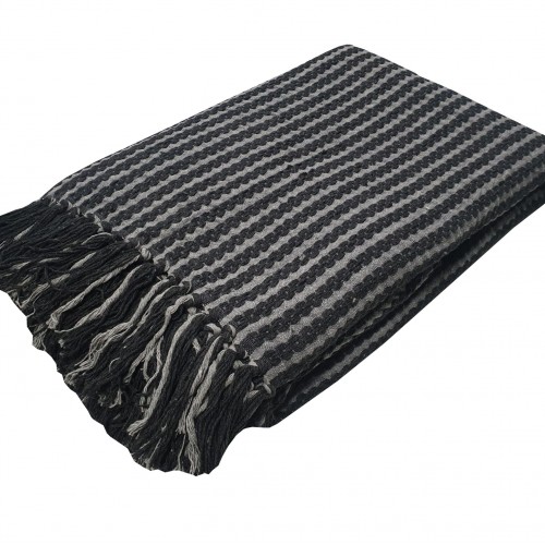 Throw Woven KOMBOS Indian Cotton 4TH Black - Light Gray 180x350