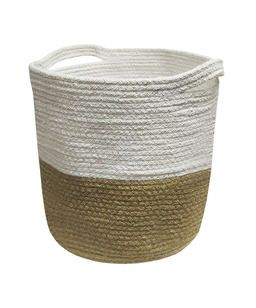 Basket Knitted KNOT 100% Cotton Beige - White 25x25