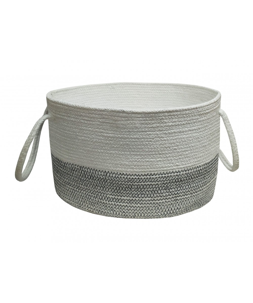 Basket Knitted KNOT 100% Cotton White - Gray 25x25x40