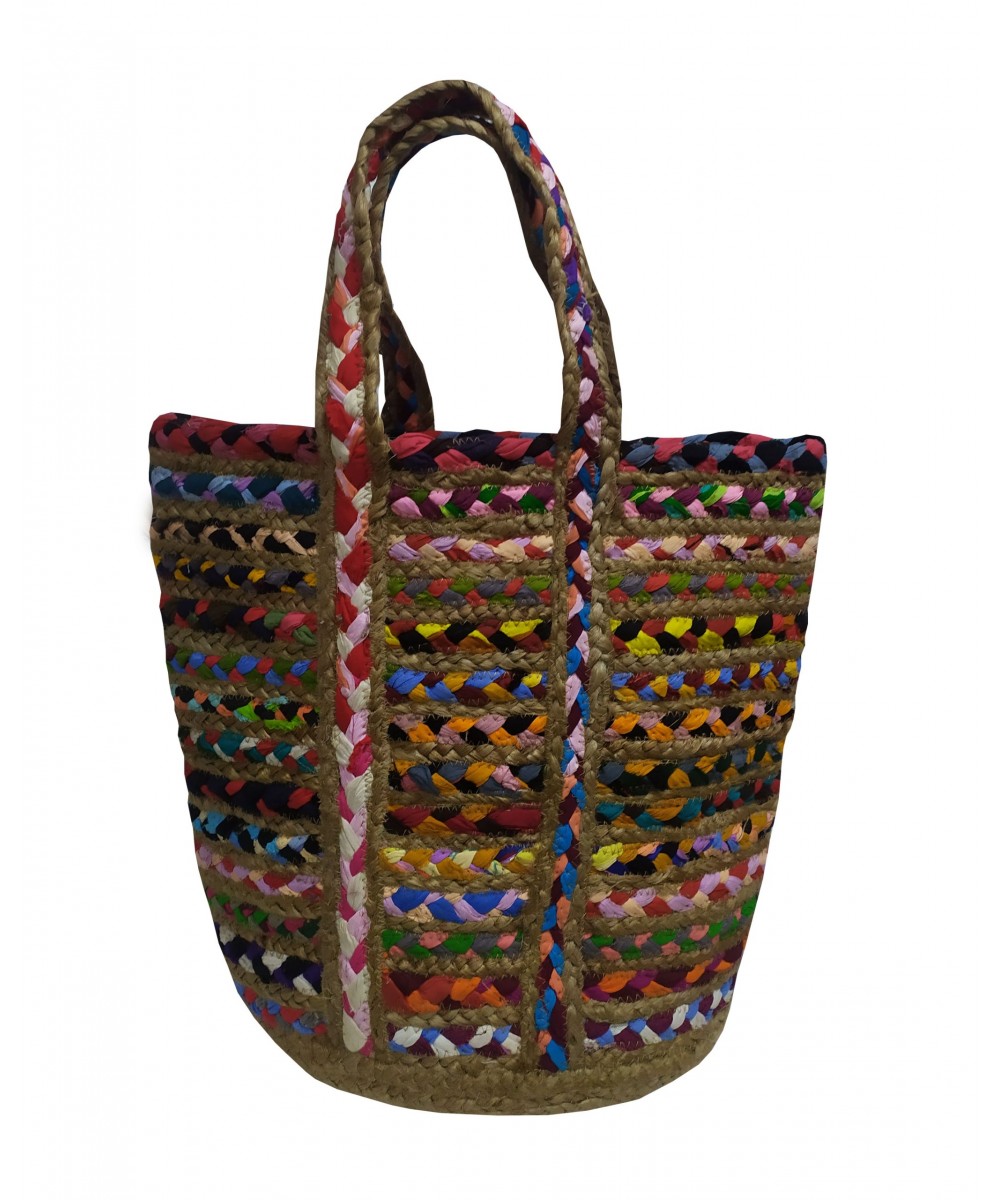 Beach bag KOMBOS 100% Jute Multicolor 40x50 - Design 1