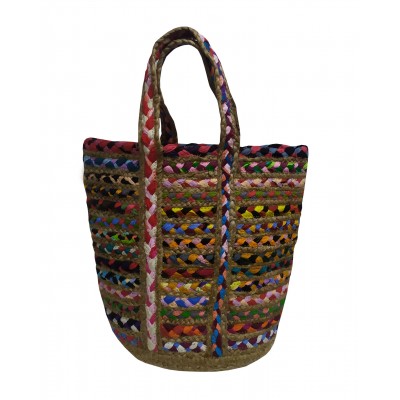 Beach bag KOMBOS 100% Jute Multicolor 40x50 - Design 1