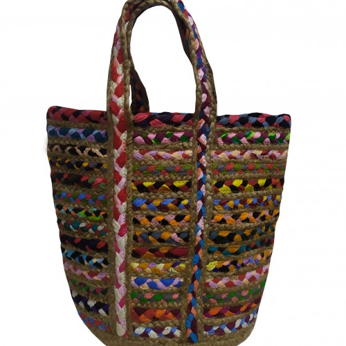 Beach bag KOMBOS 100% Jute Multicolor 40x50 - Design 1