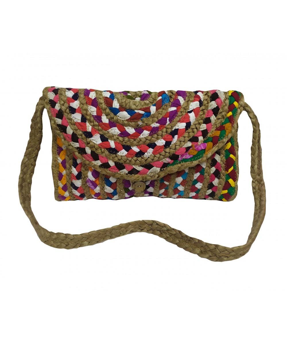 Beach bag KOMBOS 50% Jute - 50% Cotton Multicolor 25x35 - Design 3