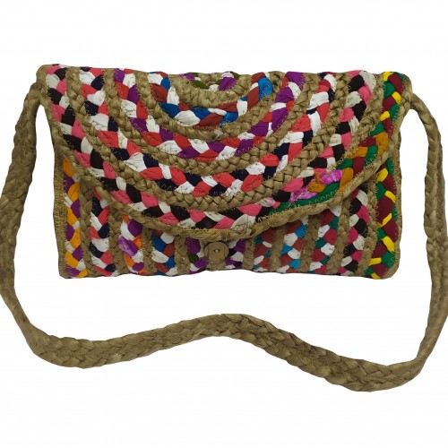 Beach bag KOMBOS 50% Jute - 50% Cotton Multicolor 25x35 - Design 3