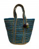 Beach bag KOMBOS 50% Jute - 50% Cotton Natural - Blue 40x50 - Design 4