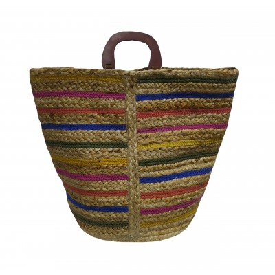 KOMBOS Beach Bag 100% Jute Multicolor 40x50 - Design 7