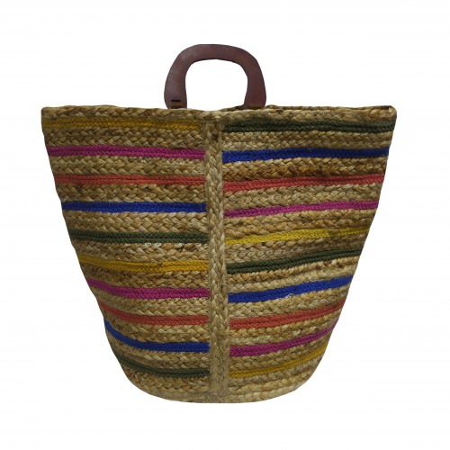 KOMBOS Beach Bag 100% Jute Multicolor 40x50 - Design 7