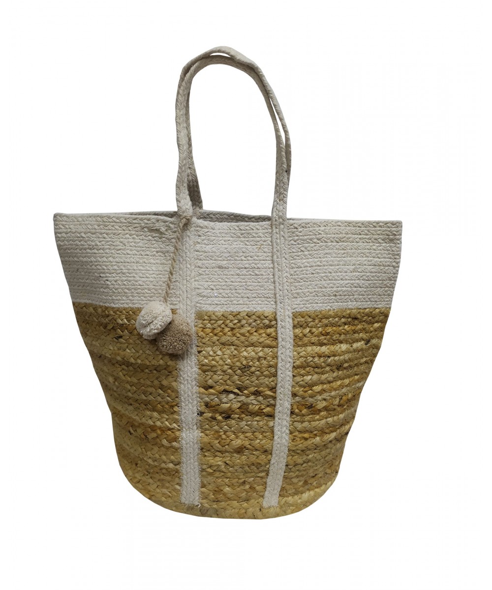 KOMBOS Beach Bag 100% Jute Natural - Off White 40x50 - Design 10