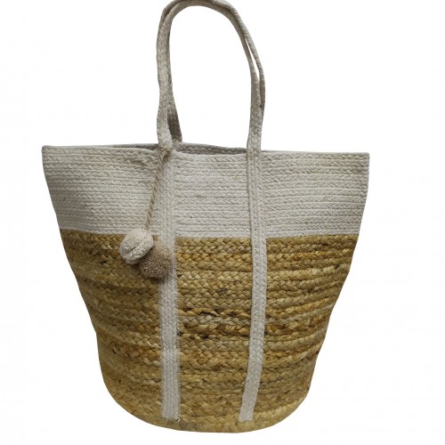 KOMBOS Beach Bag 100% Jute Natural - Off White 40x50 - Design 10