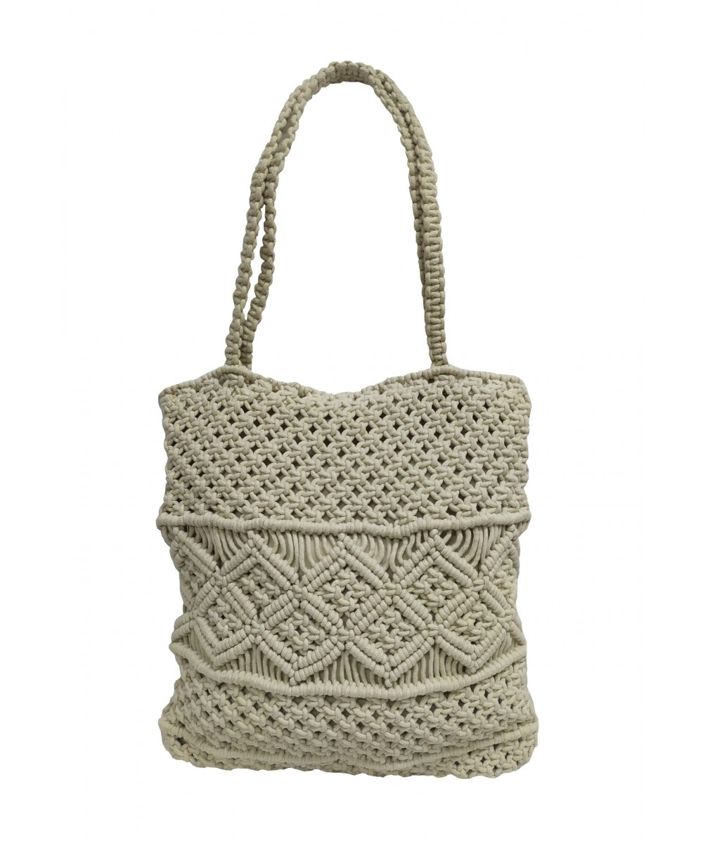 KNOT Macrame bag 100% Cotton Natural with zip 40x35