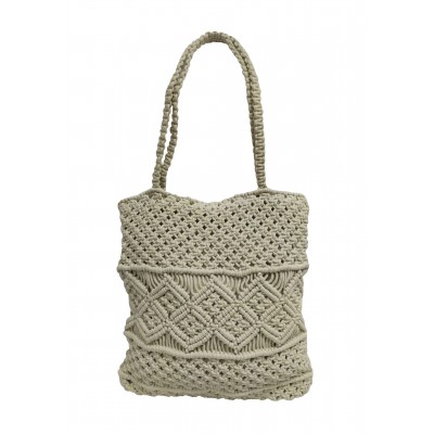 KNOT Macrame bag 100% Cotton Natural with zip 40x35