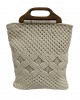 KNOT Macrame bag 100% Cotton Natural with Wooden handle 40x35