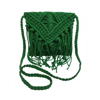 Τσάντα Macrame ΚΟΜΒΟΣ 100%  Βαμβάκι Green 25x20