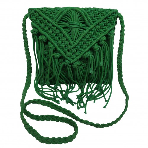 Τσάντα Macrame ΚΟΜΒΟΣ 100%  Βαμβάκι Green 25x20