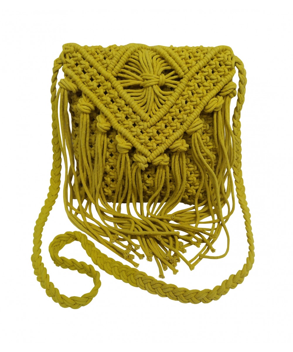 Τσάντα Macrame ΚΟΜΒΟΣ 100%  Βαμβάκι Yellow 25x20