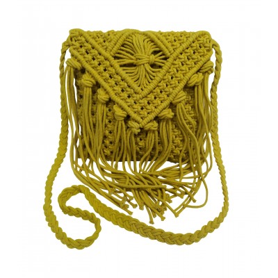 Τσάντα Macrame ΚΟΜΒΟΣ 100%  Βαμβάκι Yellow 25x20