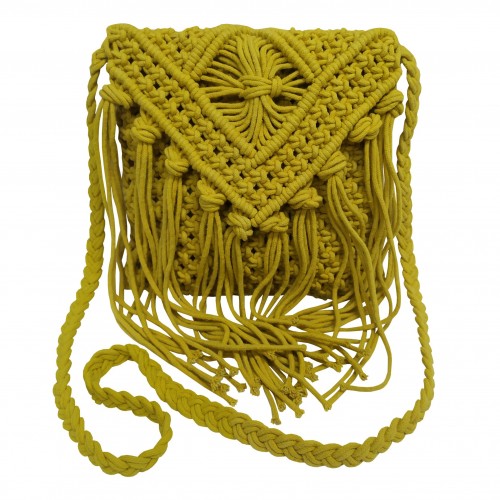 Τσάντα Macrame ΚΟΜΒΟΣ 100%  Βαμβάκι Yellow 25x20