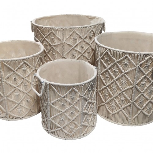 Macrame Baskets Set 4pcs KNOT 100% Cotton Natural (40.64x40.64) (35.56x35.56) (30.48x30.48) (25.40x25.40)