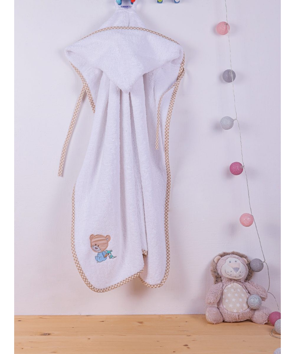 ΚΑΠΑ bebe HAPPY BEARS 21 75X85 ΛΕΥΚΟ/ΜΠΕΖ Cotton 100%