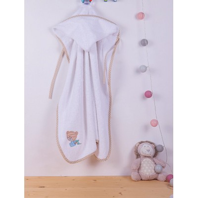 ΚΑΠΑ bebe HAPPY BEARS 21 75X85 ΛΕΥΚΟ/ΜΠΕΖ Cotton 100% 