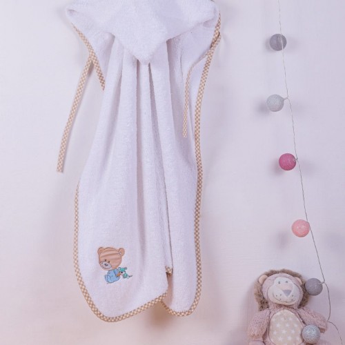 ΚΑΠΑ bebe HAPPY BEARS 21 75X85 ΛΕΥΚΟ/ΜΠΕΖ Cotton 100% 