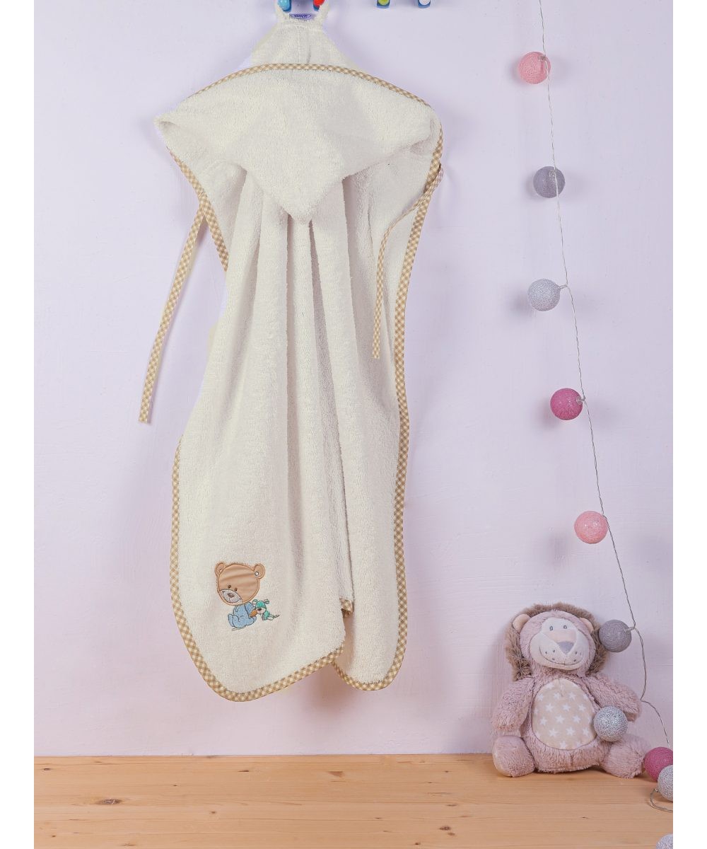 ΚΑΠΑ bebe HAPPY BEARS 22 75X85 ΕΚΡΟΥ/ΜΠΕΖ Cotton 100%