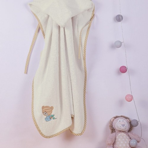 ΚΑΠΑ bebe HAPPY BEARS 22 75X85 ΕΚΡΟΥ/ΜΠΕΖ Cotton 100% 