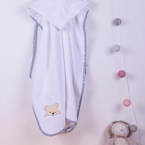 ΚΑΠΑ bebe SLEEPING BEARS CUB 10 75X85 ΛΕΥΚΟ/ΓΚΡΙ Cotton 100% 