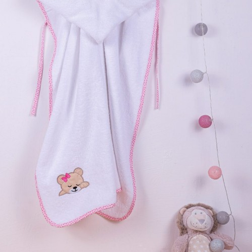 bebe SLEEPING BEARS CUB 12 CAP 75X85 WHITE/PINK Cotton 100% 