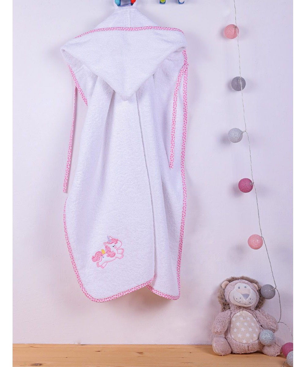 bebe UNICORN CAP 42 75X85 WHITE/PINK Cotton 100%