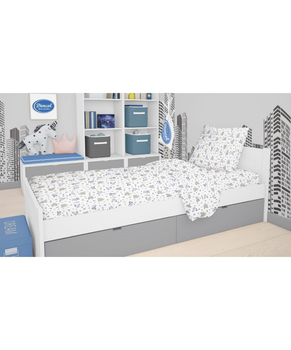 ΣΕΝΤΟΝΙΑ ΕΜΠΡΙΜΕ ΣΕΤ 2 τεμ kids Elephant 174 160Χ240 Blue Cotton 100% 