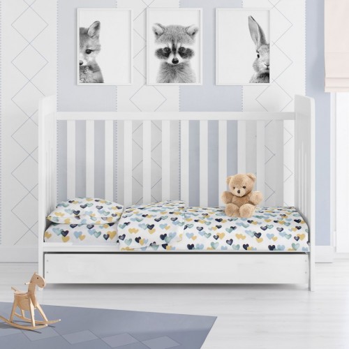 ΚΑΤΩΣΕΝΤΟΝΟ ΜΕ ΛΑΣΤΙΧΟ bebe Hearts 11 0,70X1,40X0,15 Grey-Green Cotton 100% 