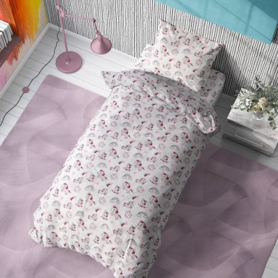 ΠΑΠΛΩΜΑ ΕΜΠΡΙΜΕ kids Unicorn 108 160X240 White-Pink Cotton 100% 