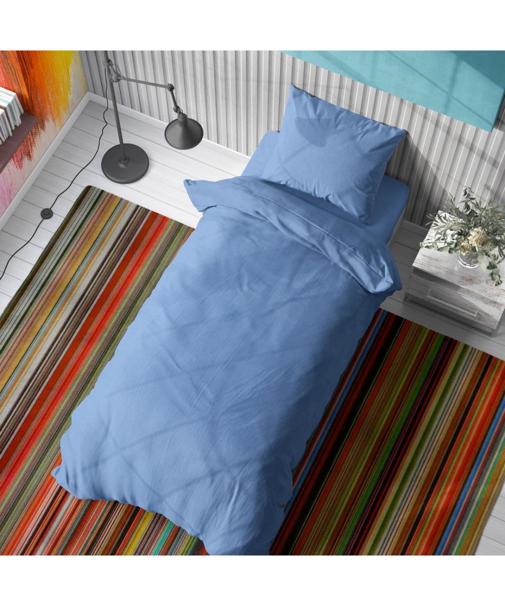 DUVET COVER Solid 498 160X240 Sky blue Cotton 100%