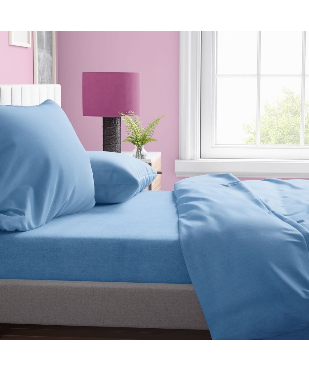 DUVET CASE Solid 498 220X240 Sky blue Cotton 100%