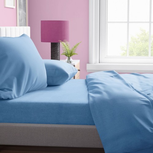 DUVET CASE Solid 498 220X240 Sky blue Cotton 100% 