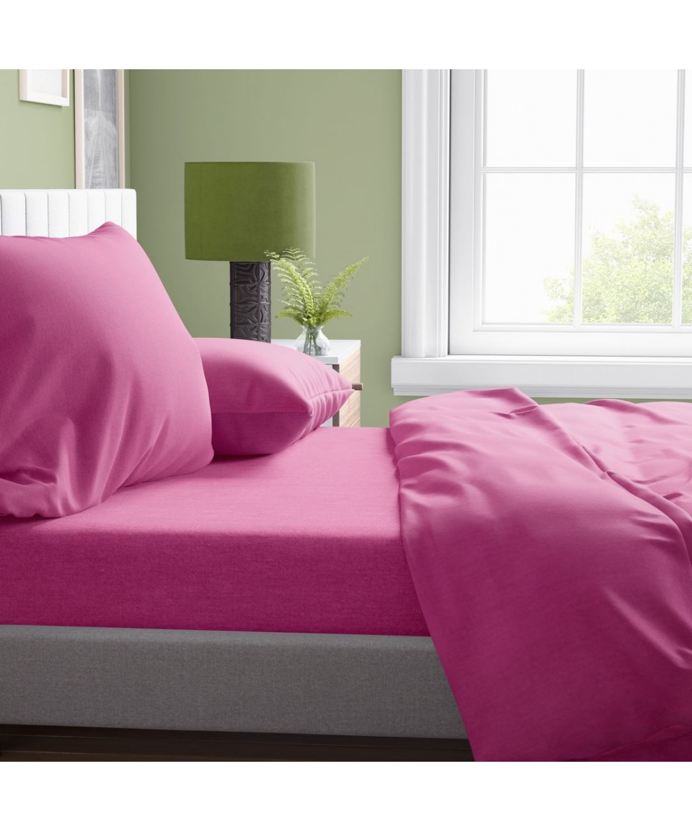 DUVET COVER Solid 499 220X240 Fuchsia Cotton 100%