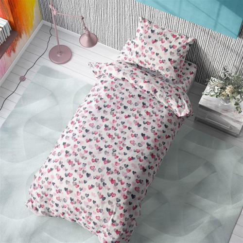 PRINTED SHEETS SET 2 pcs kids Hearts 12 160X240 Grey-Pink Cotton 100% 