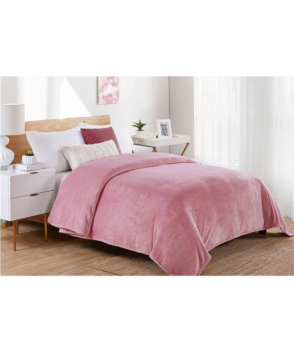 BLANKET CORAL FLEECE Polyester 220X240 Monochrome 01 Cashmere Pink