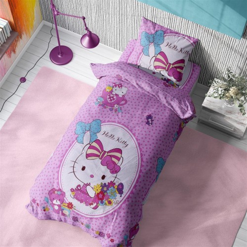 ΣΕΝΤΟΝΙΑ ΕΜΠΡΙΜΕ ΣΕΤ 3 τεμ kids H.Kitty 170 160Χ240 Pink Flannel Cotton 100% 