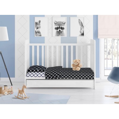 ΣΕΝΤΟΝΙΑ ΕΜΠΡΙΜΕ ΣΕΤ 3 τεμ bebe Windows Multi 177 120Χ160 Dark blue-White Cotton 100% 