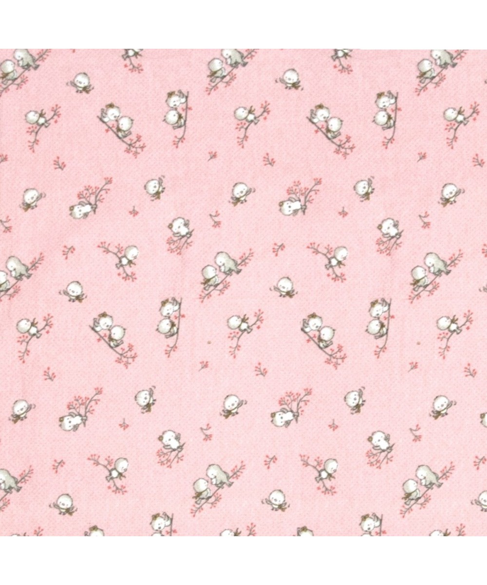 FLANNEL DIAPER bebe Birds 15 80X80 Pink Flannel cotton 100%